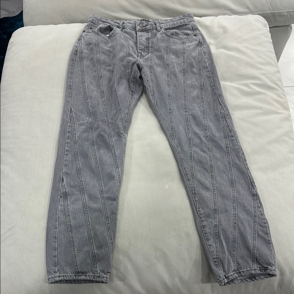 Boohoo Mens Gray Relaxed Jeans